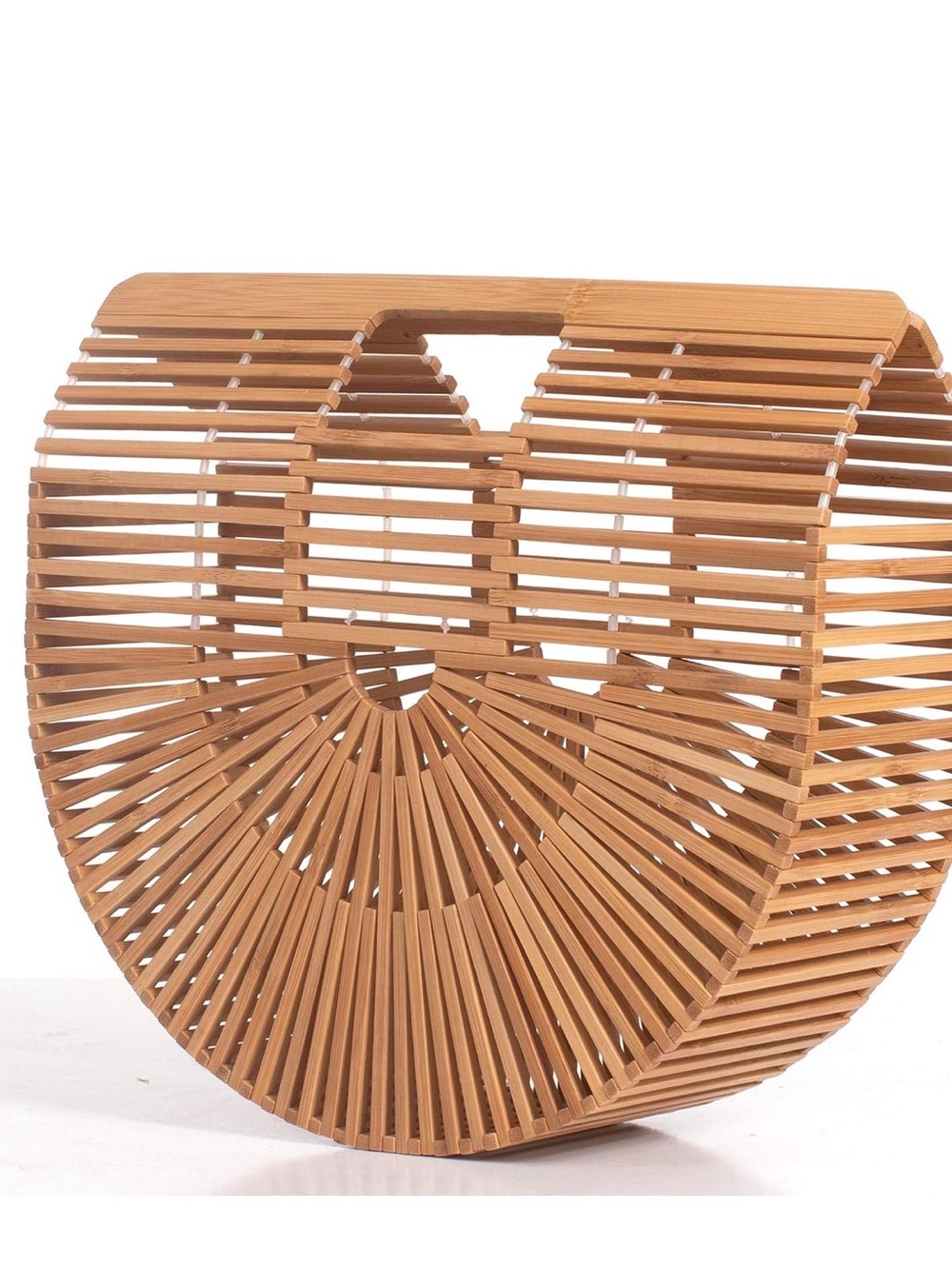 Bamboo Semi-Circle Handbag - Natural Tan